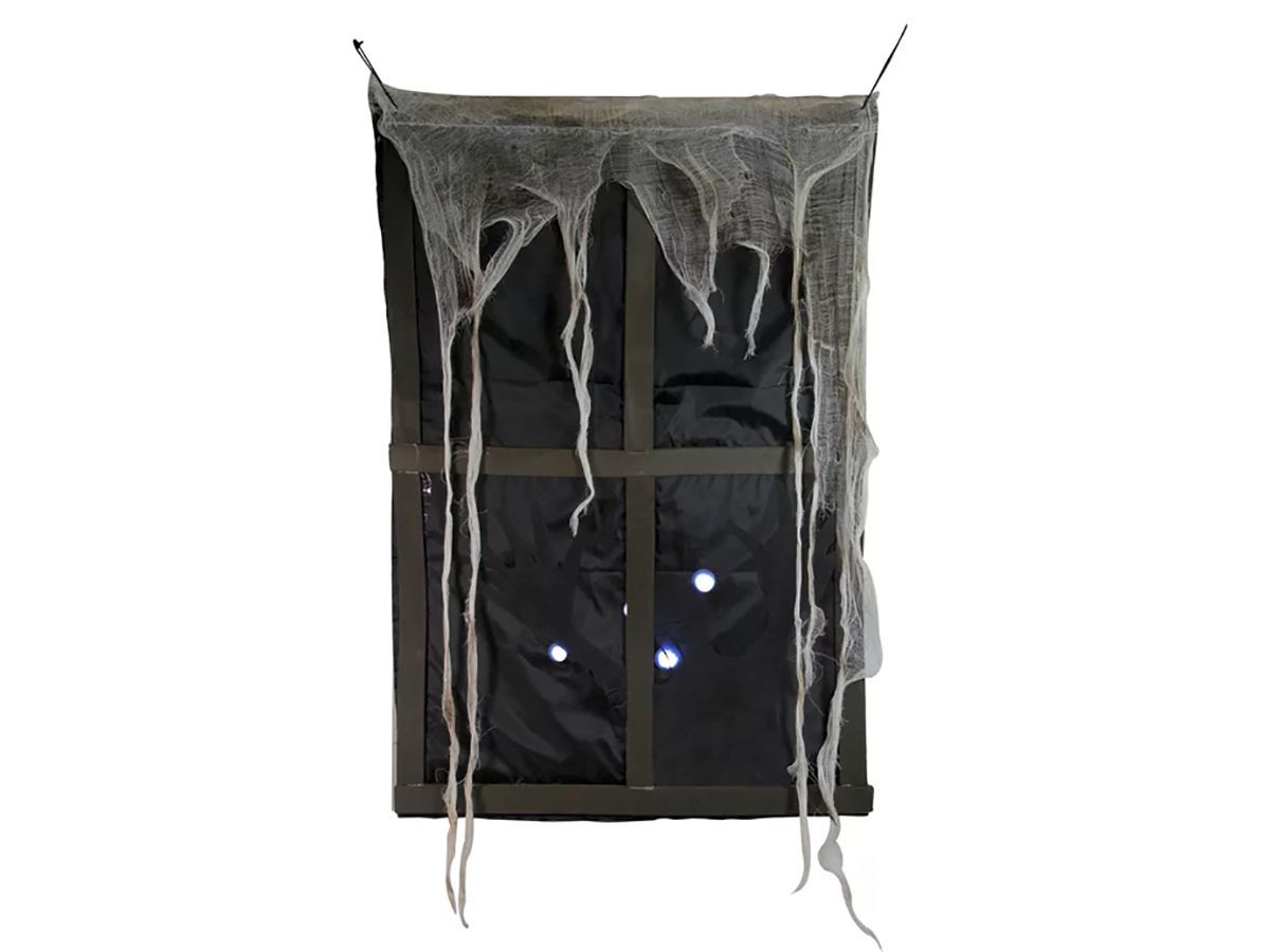 Lighted Ghostly Faux Window with Sound and Tattered Curtain Halloween Decoration
