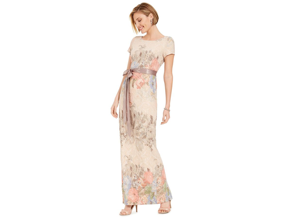 Adrianna Papell Floral-Print Column Gown