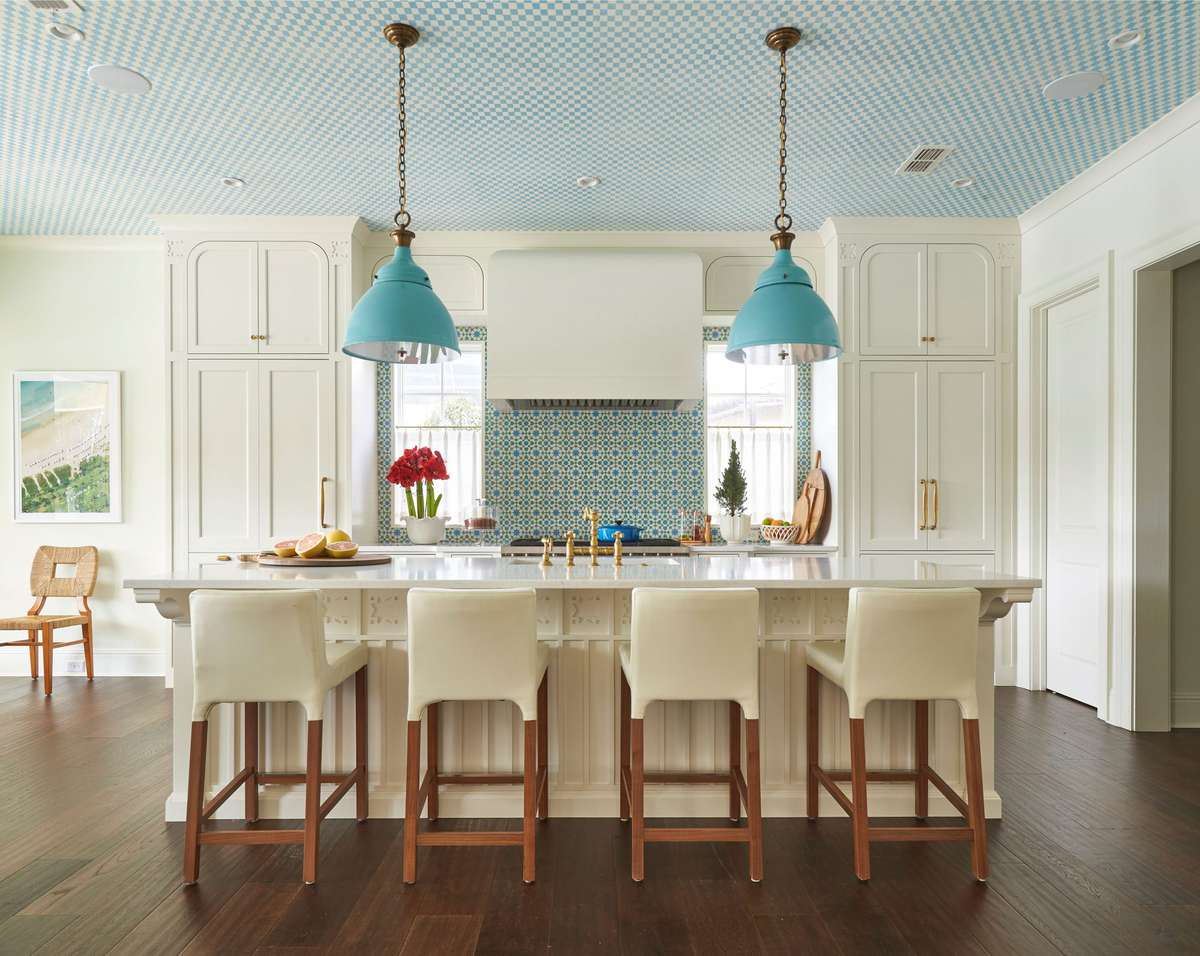 Andrew Howard Home Decorated for Christmas Blue and White Kitchen