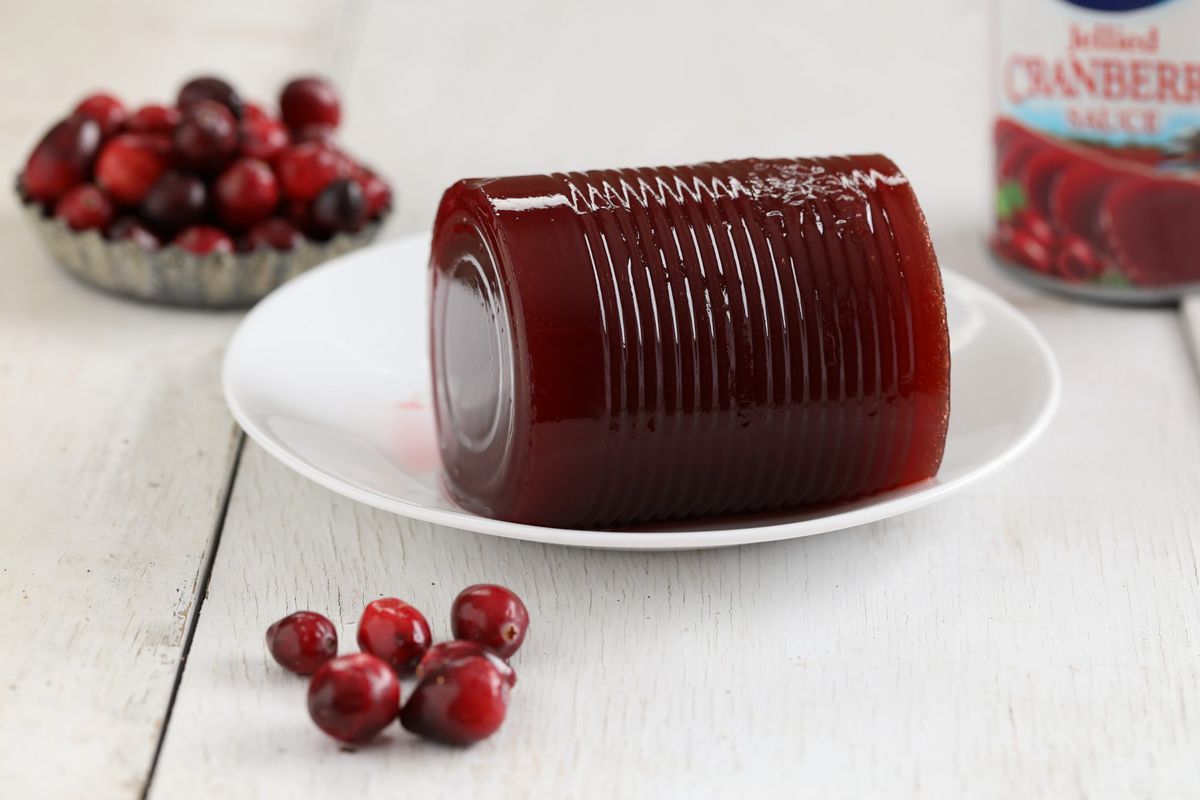 Canned Cranberry Sauce on Plate