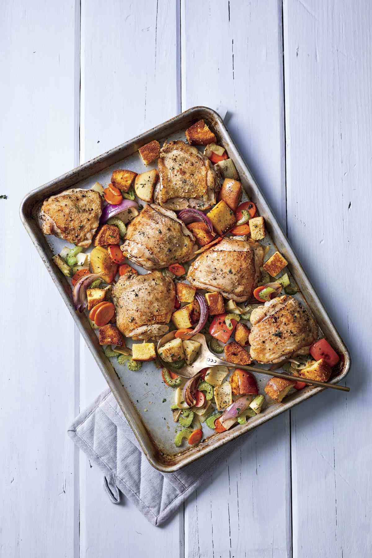 Baked Chicken Thighs Recipe with Dressing