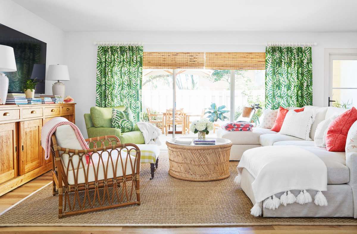 Kara Miller Tropical Green and Pink Living Room in Jupiter, FL