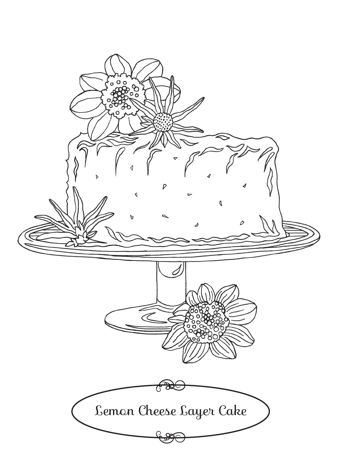Lemon Cheese Layer Cake Coloring Page