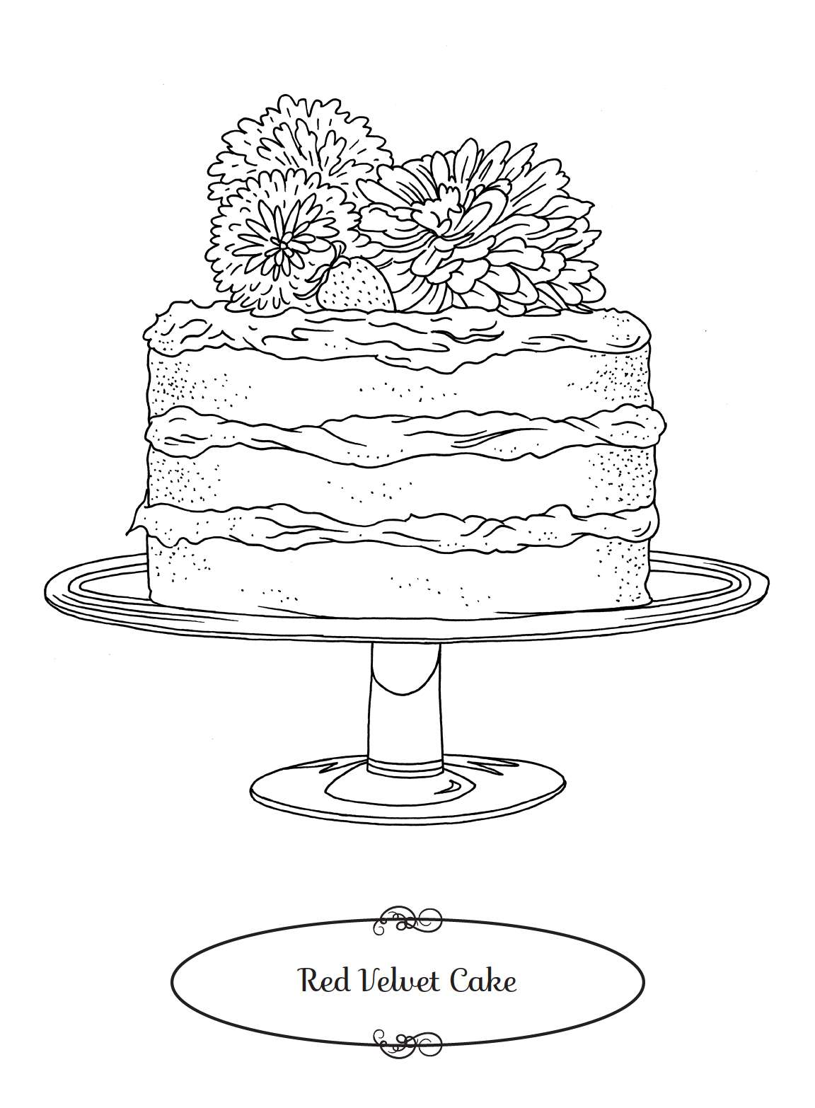 Red Velvet Cake Coloring Page