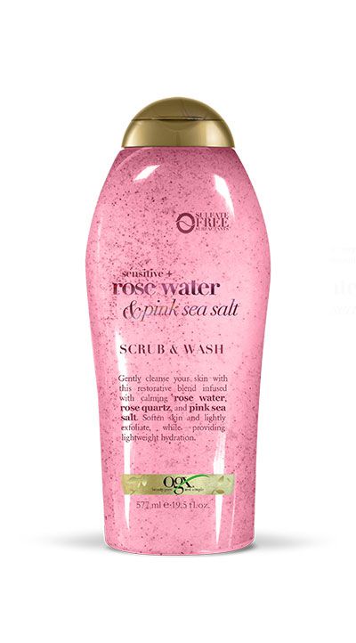 OGX Sensitive + Rose Water & Pink Salt Scrub & Wash