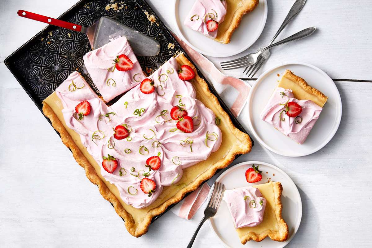 Key Lime Slab Pie with Strawberry Whipped Cream