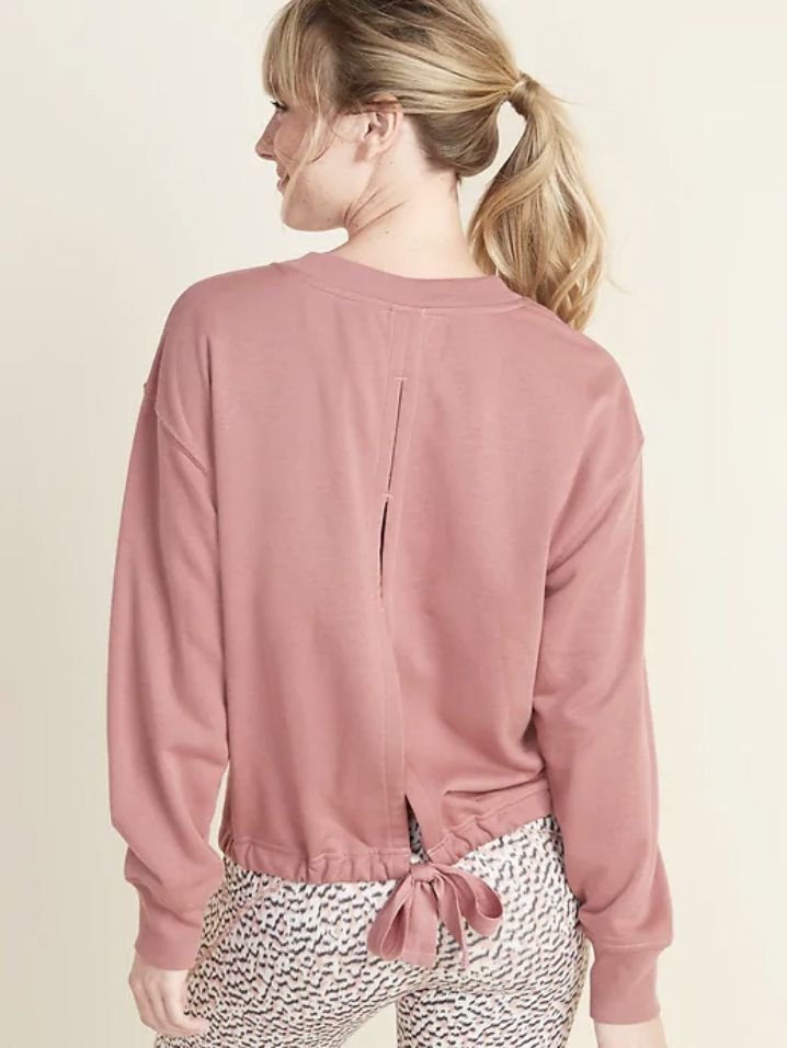 Loose French-Terry Tie-Back Sweatshirt
