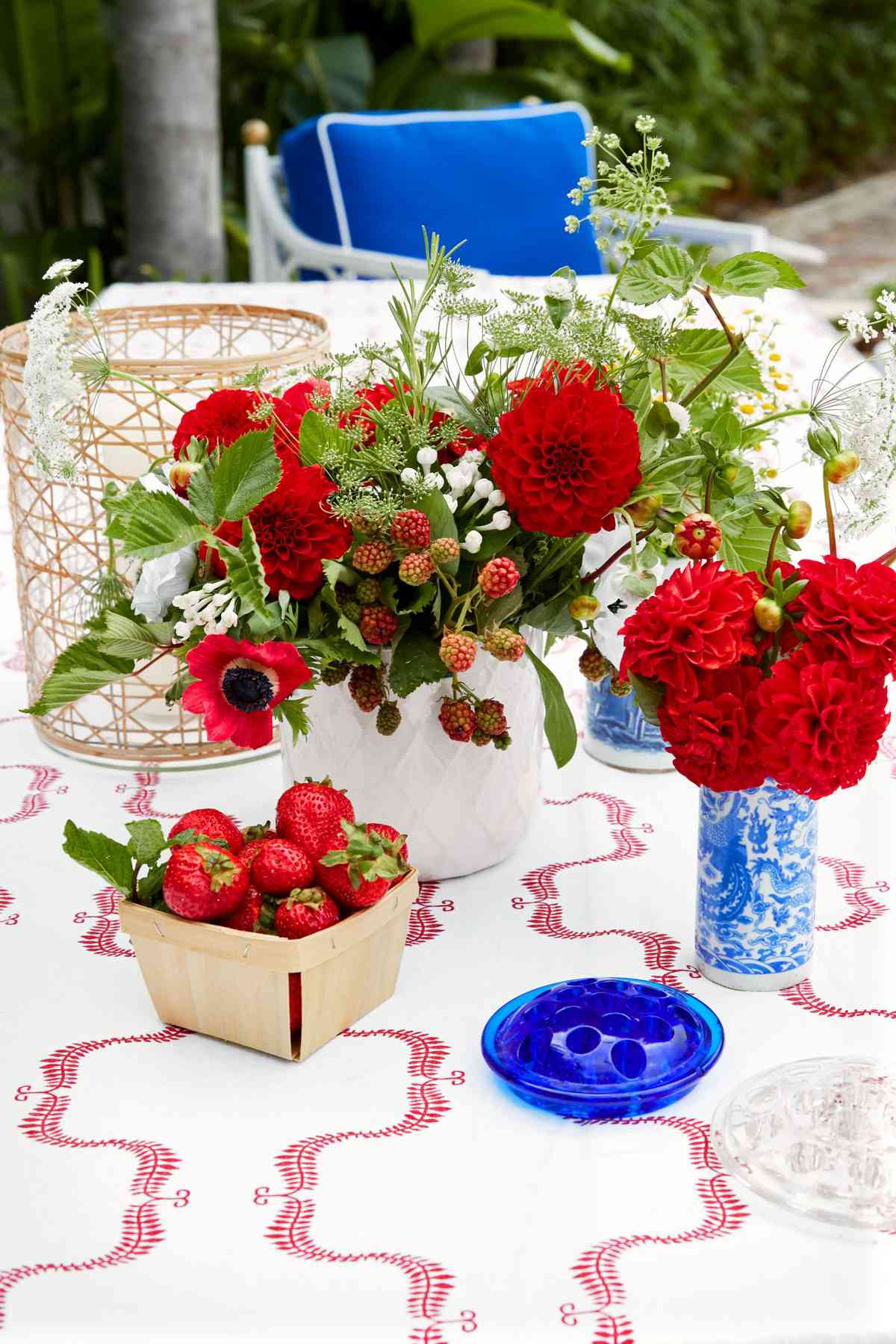 4th of July Party Flower Arrangement with Red and White Flowers