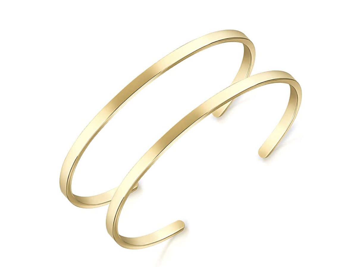 Gold Oval Cuff Bracelets