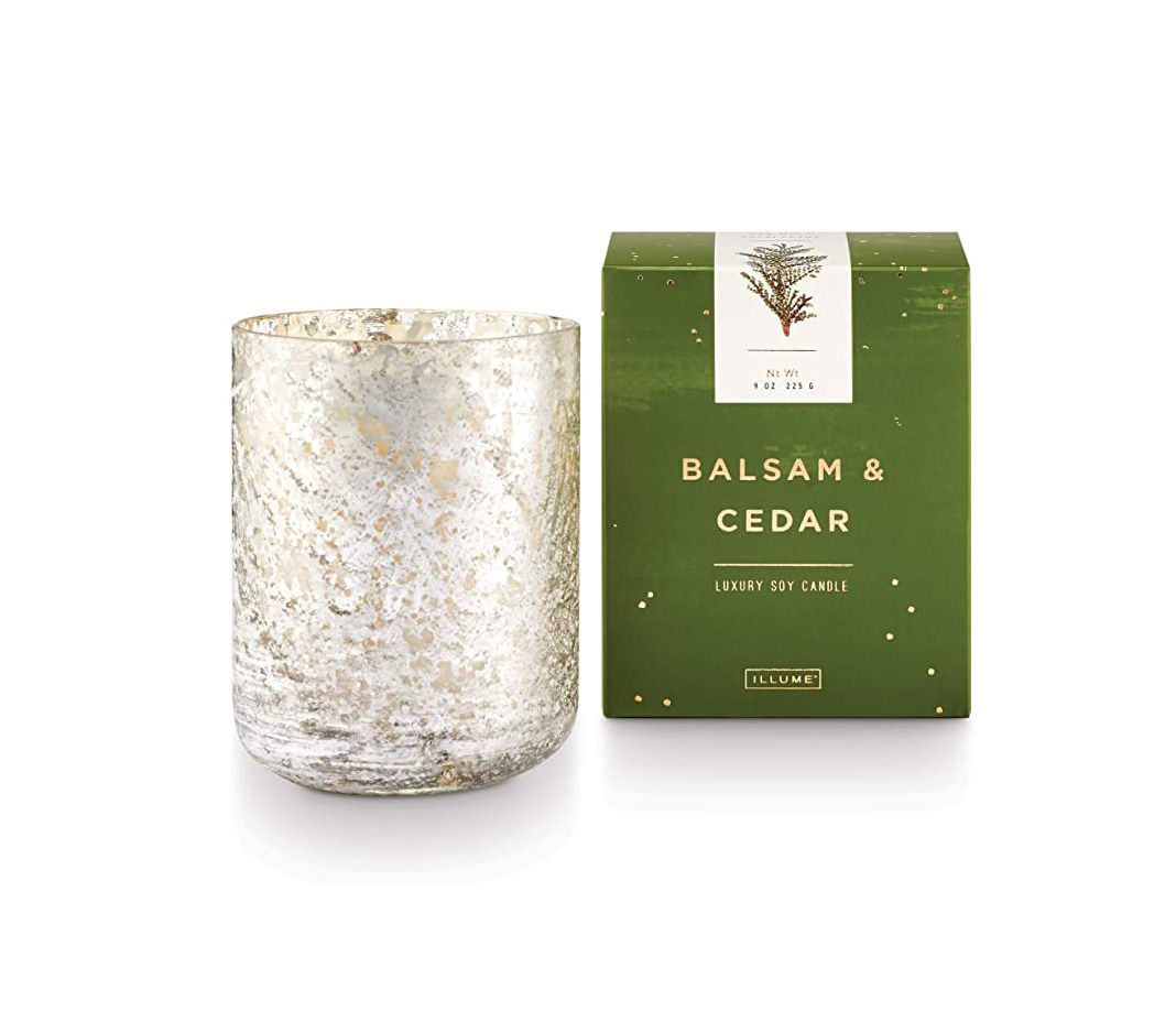 Illume Balsam & Cedar Mercury Glass Candle