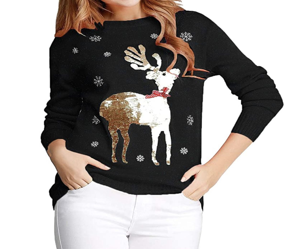 Sequin Reindeer Sweater