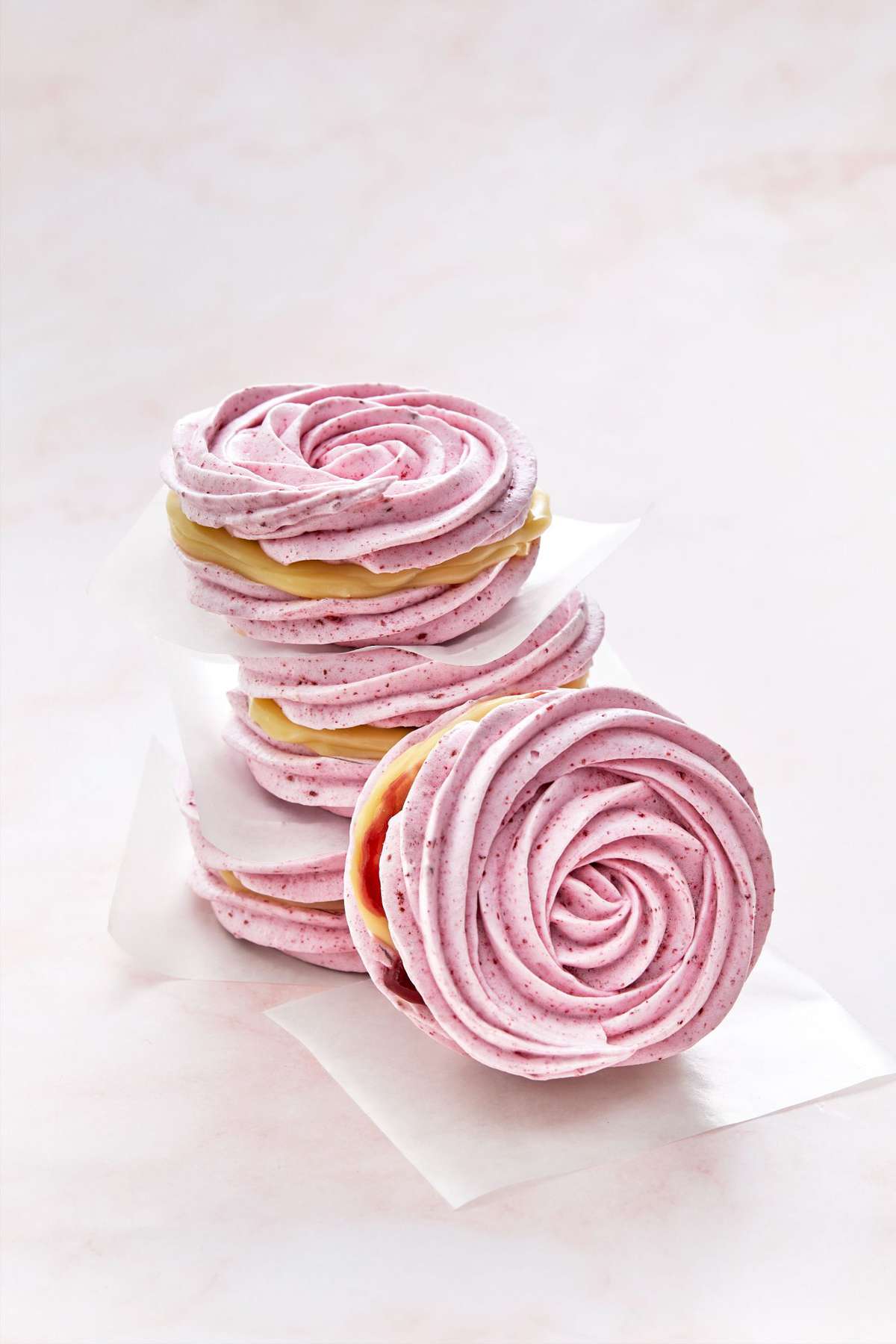 Raspberry-White Chocolate Meringue Sandwich Cookies