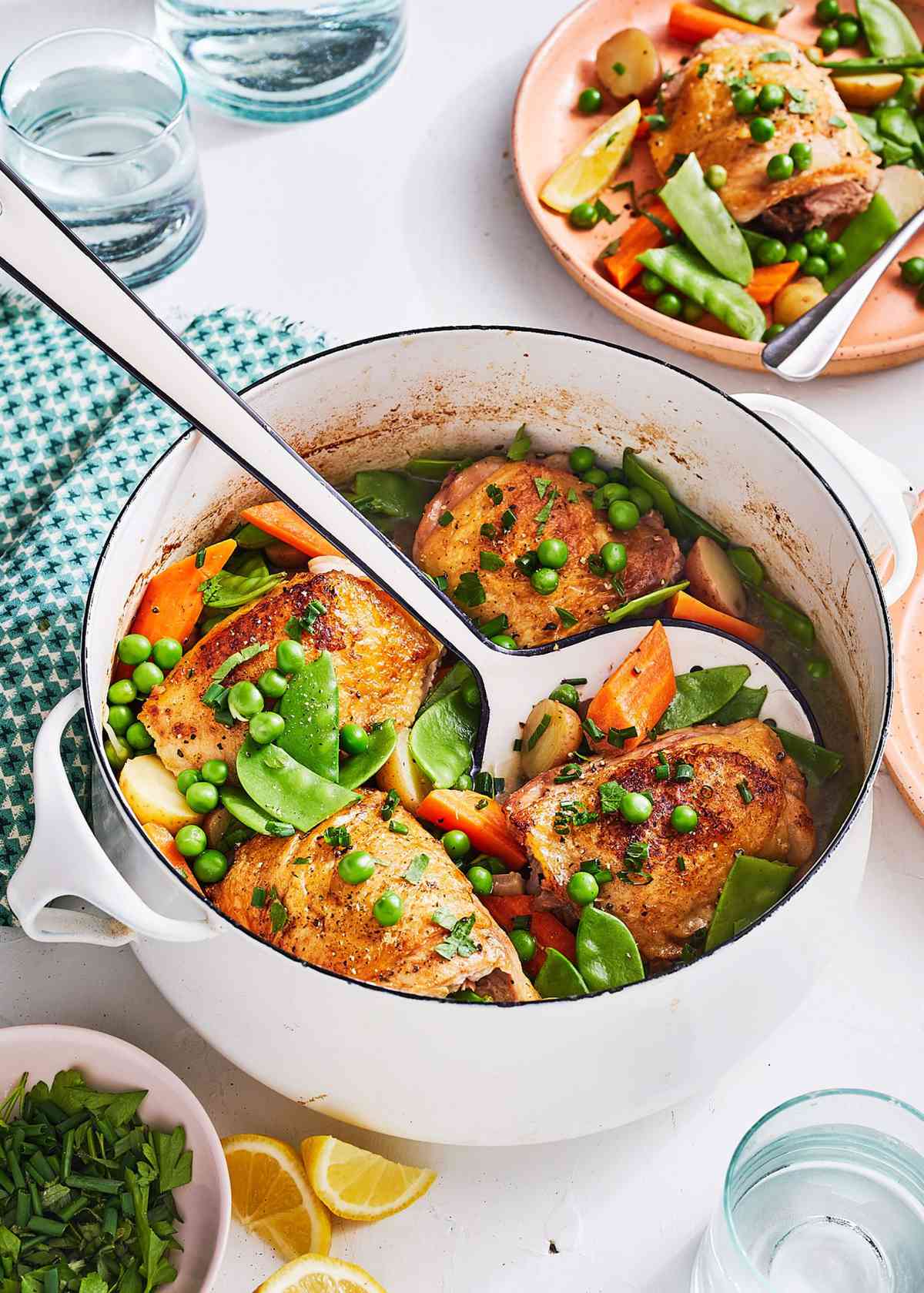 Braised Chicken Thighs with Spring Vegetables