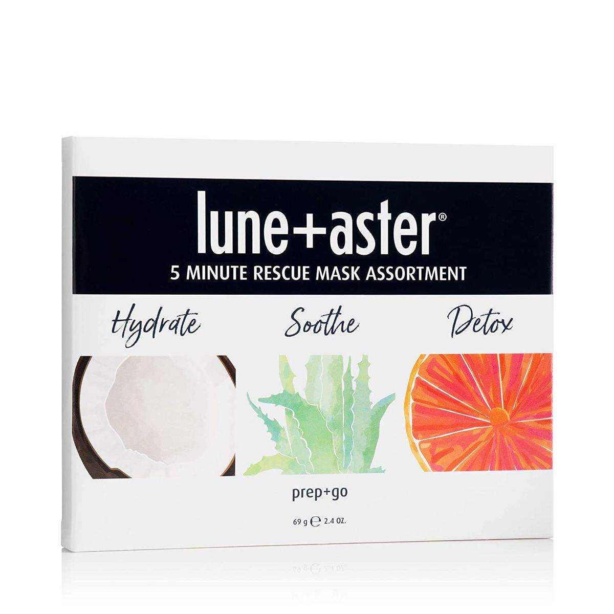 Lune+Aster 5 Minute Rescue Mask Assortment Trio: Hydrate, Soothe, and Detox