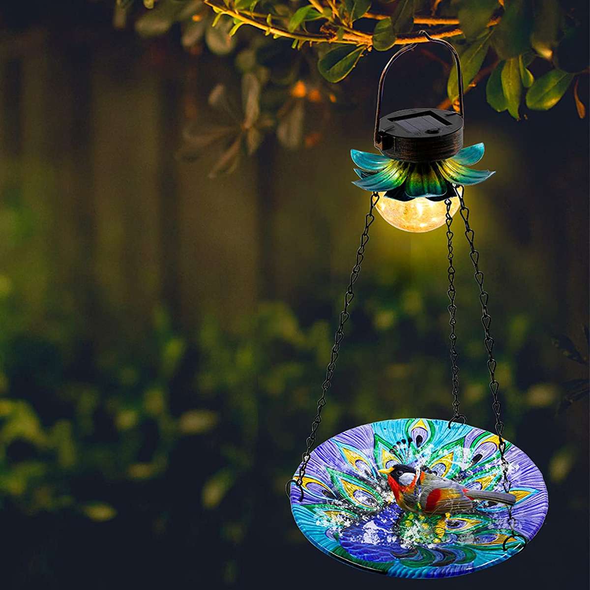 MAGGIFT Solar Powered Bird Bath for Outside Hanging