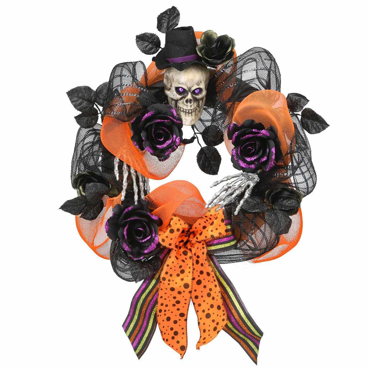 Ribbons with Skull Halloween Wreath