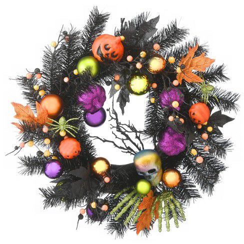 Pumpkins and Ornaments Halloween Wreath