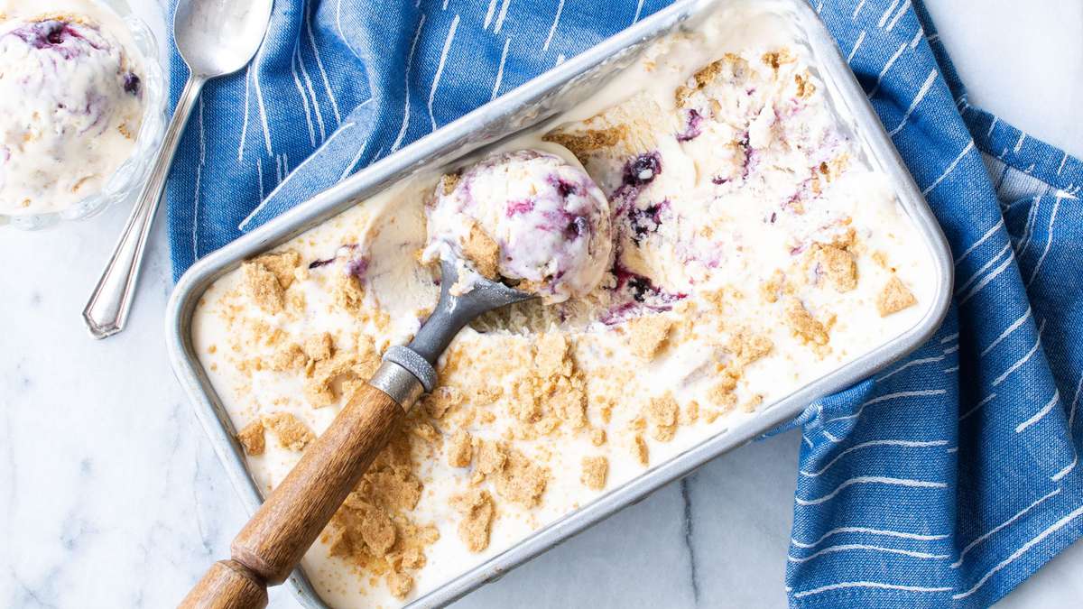 Blueberry Ripple No-Churn Ice Cream