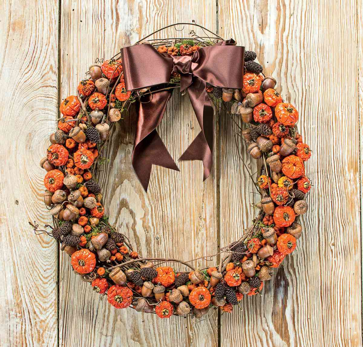 "Pumpkins" and Acorns Fall Wreath