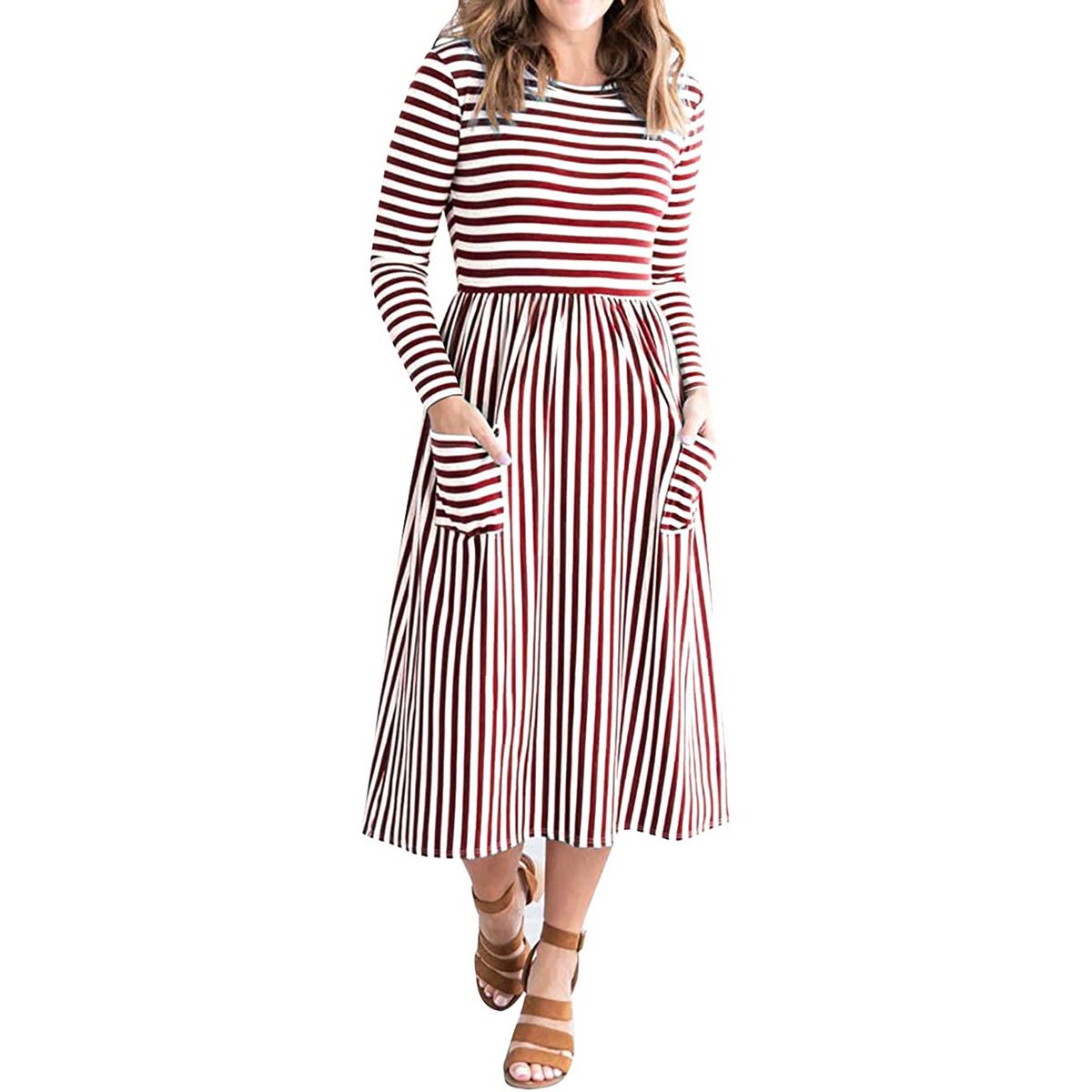 Merokeety striped high-waist dress