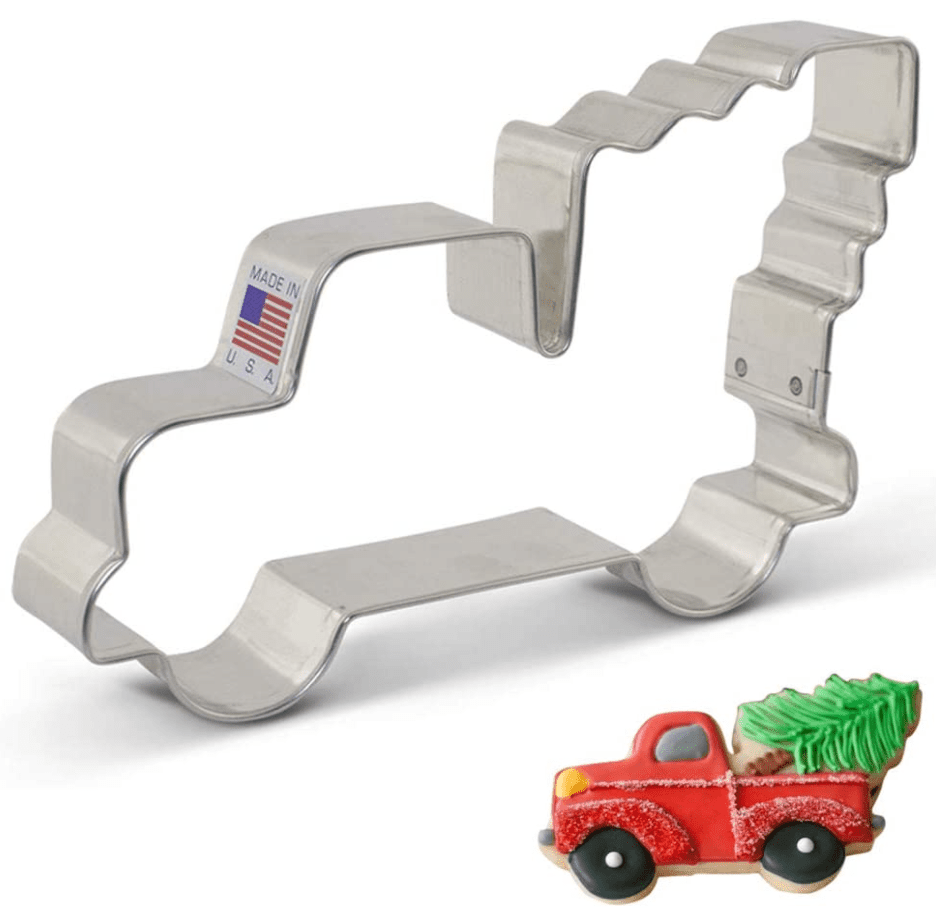 Vintage Pickup Truck with Christmas Tree Cookie Cutter