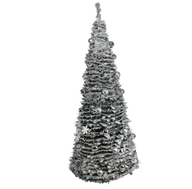 Northlight 6' Pre-Lit Silver Tinsel Pop-Up Artificial Christmas Tree