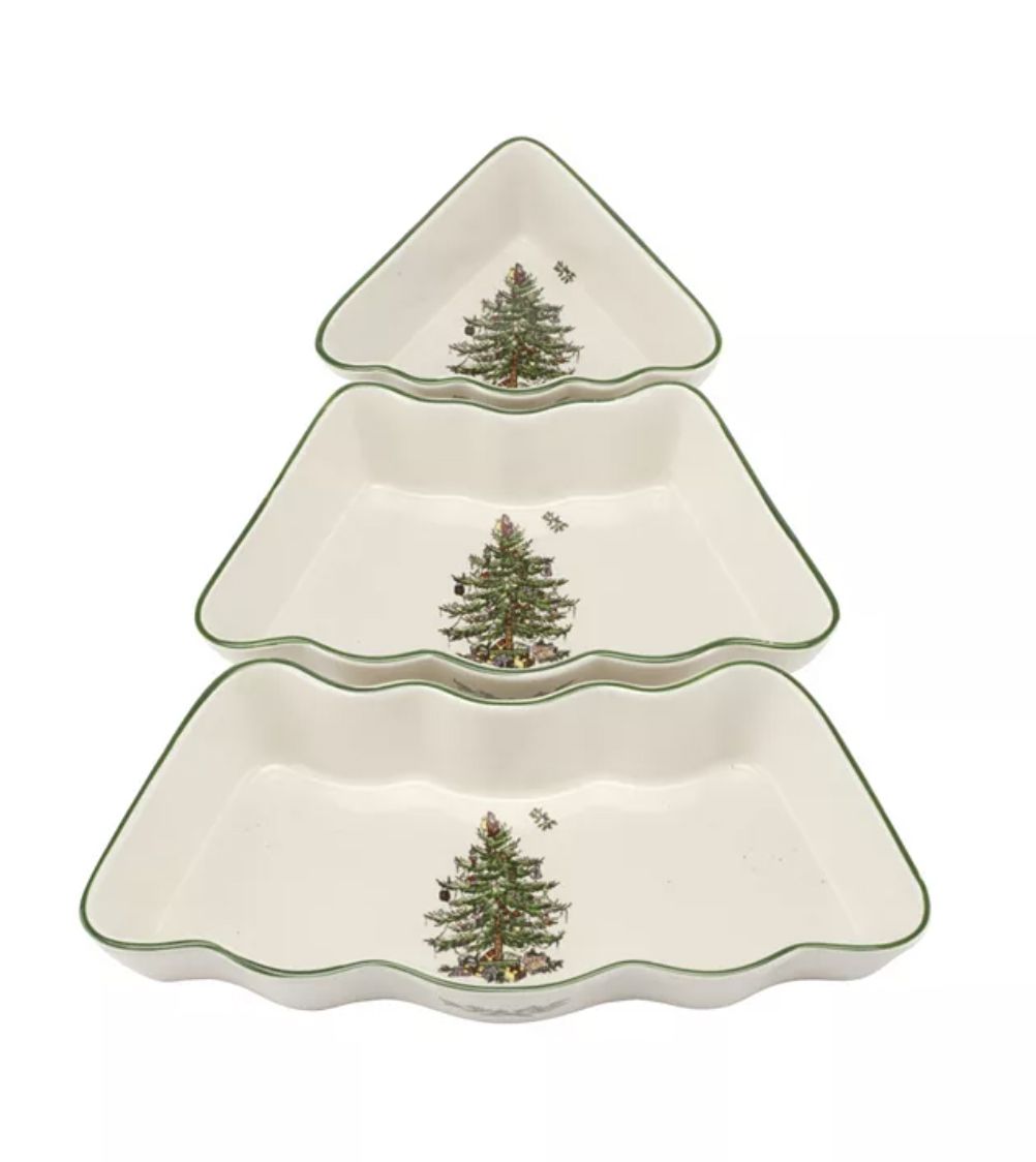 Spode Christmas Tree 3 Piece Dip Bowl Set