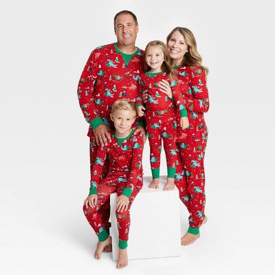 Holiday Dino Matching Family Pajamas Collection