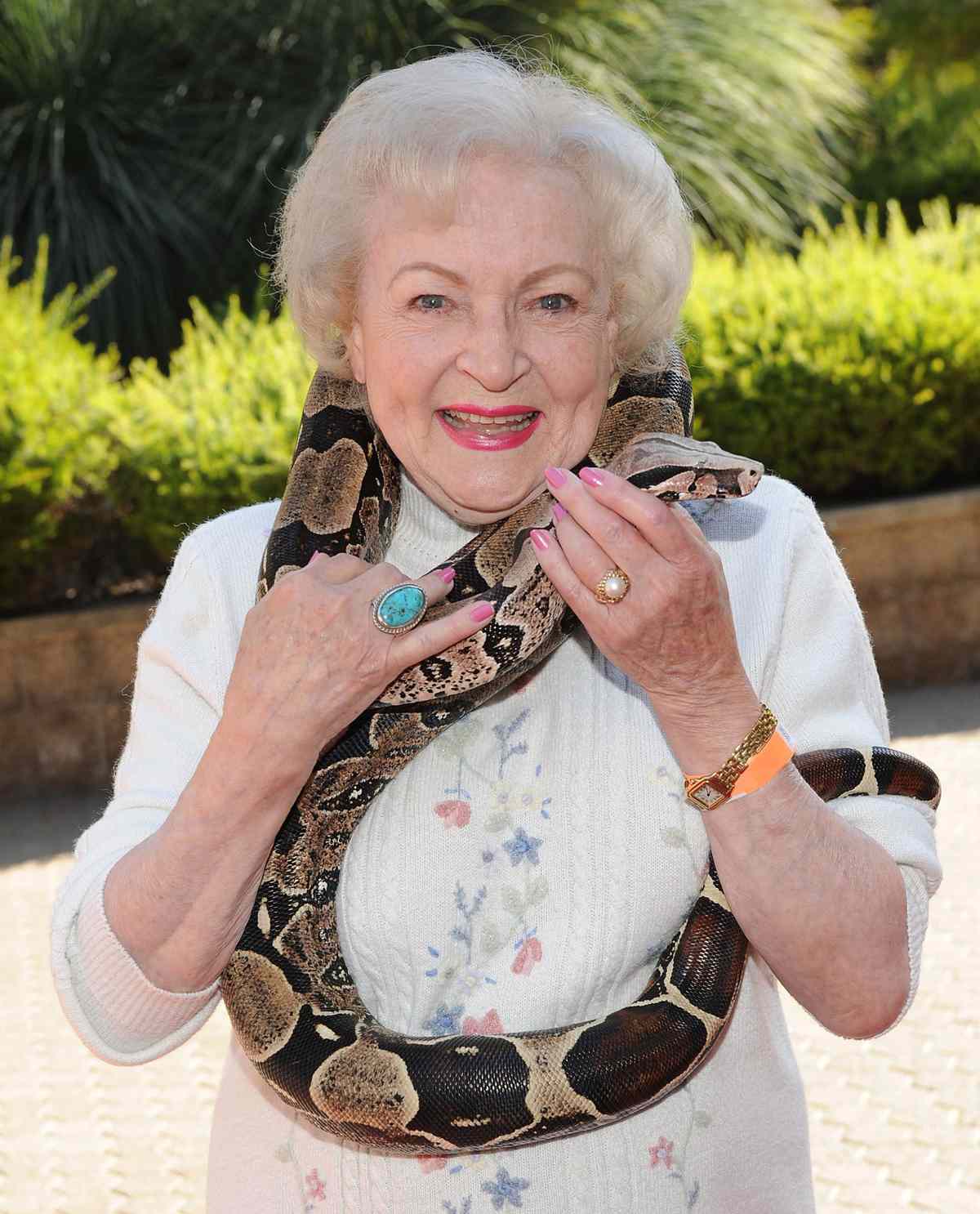 Betty White Holding Snake