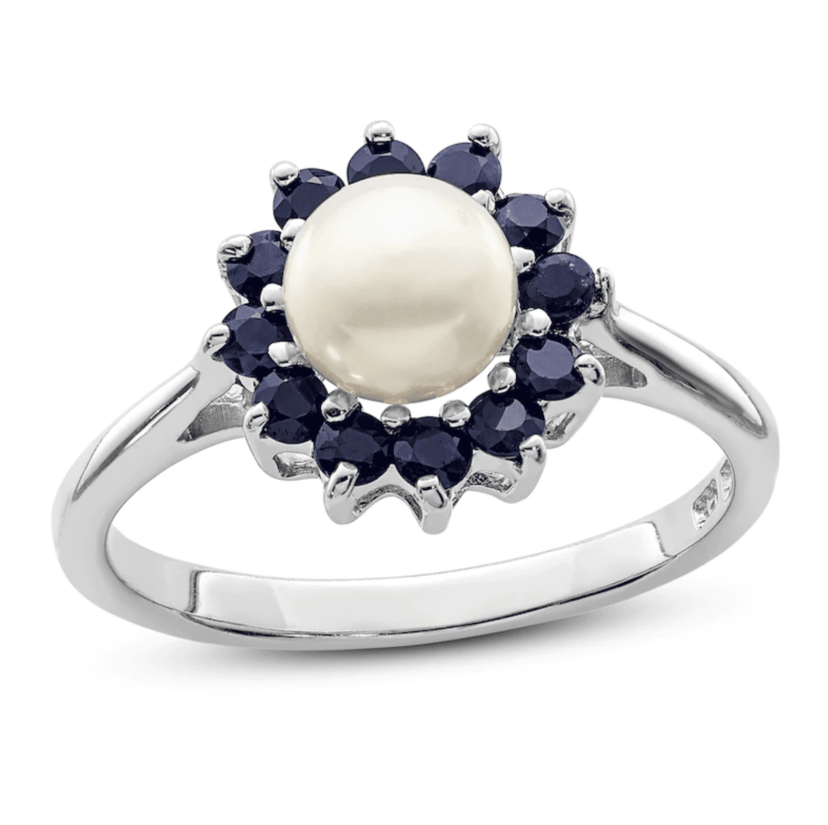 Freshwater Pearl Engagement Ring with Sapphires