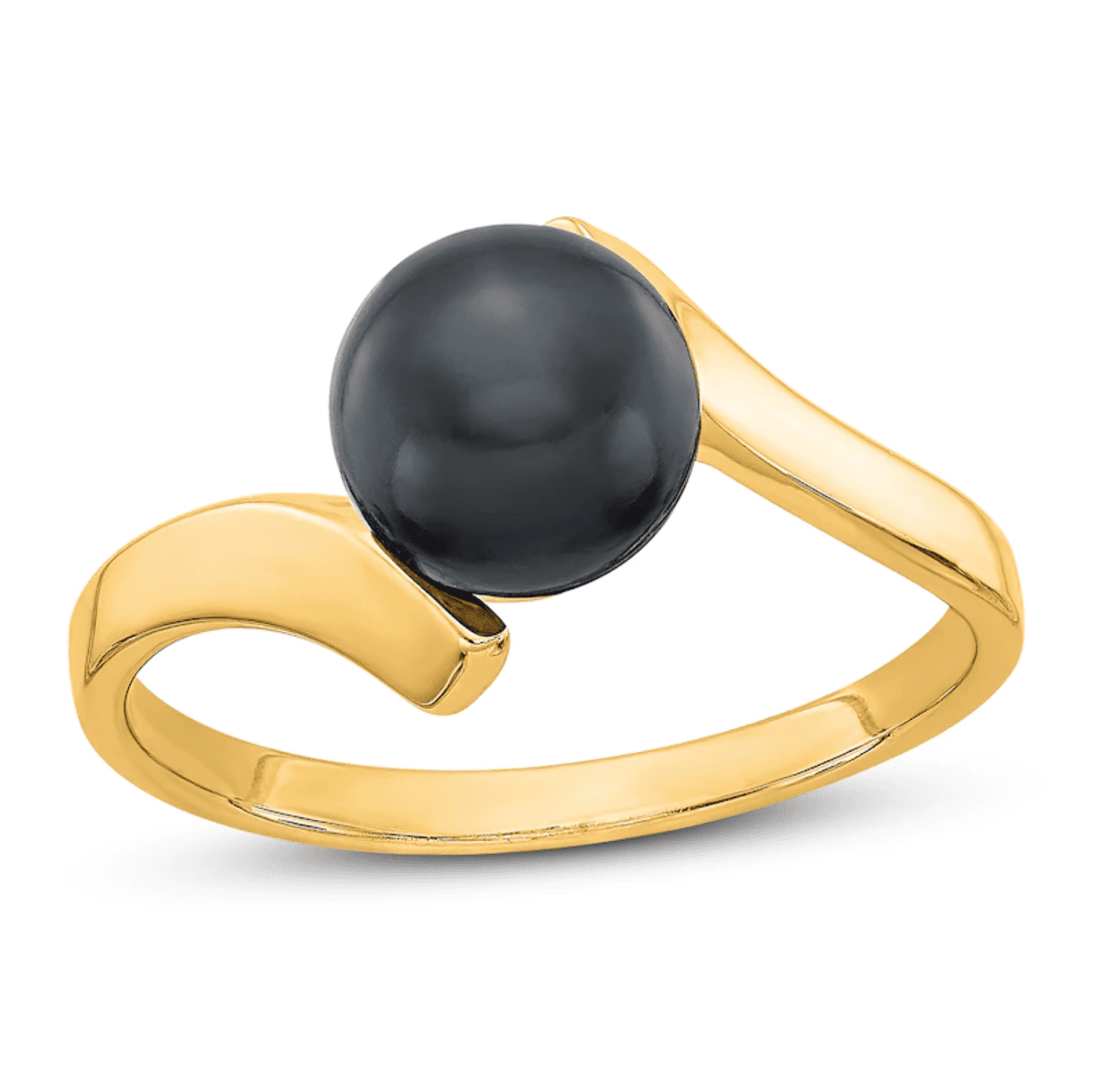 Cultured Black Freshwater Pearl Engagement Ring
