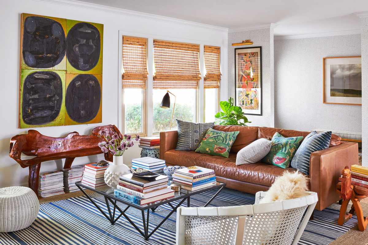 Meg Kelly's 1960s Ranch Living Room with Leather Sofa