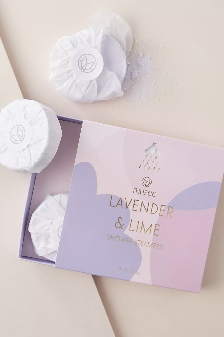 <p>BUY IT: $24; anthropologie.com</p>
                            <p>Think of these steamers as a bath bomb for the shower. They're available in three scents: Water Lily &amp; Linen, Eucalyptus &amp; Mint, and Lavender &amp; Lime. </p>
                            