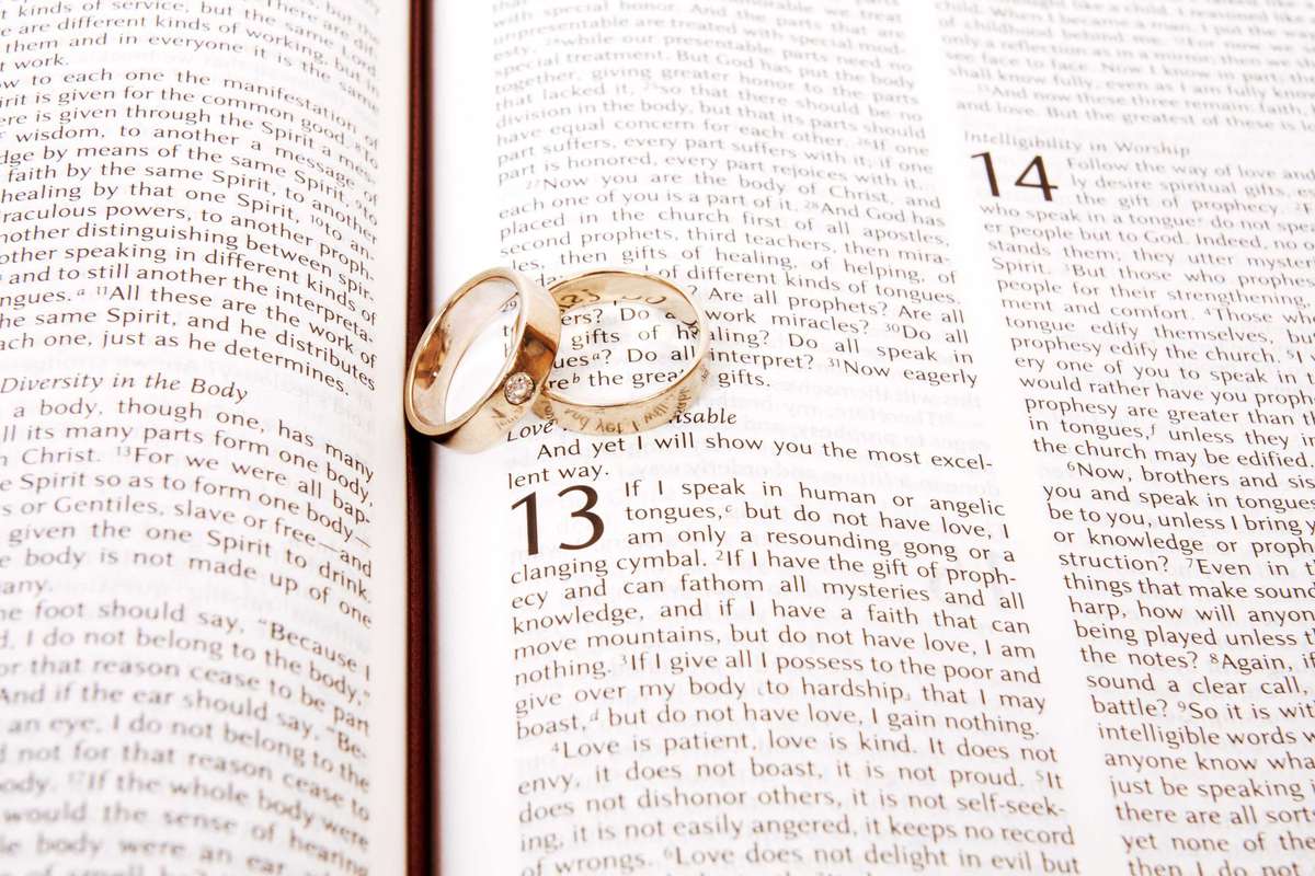 Two Wedding Rings on Bible