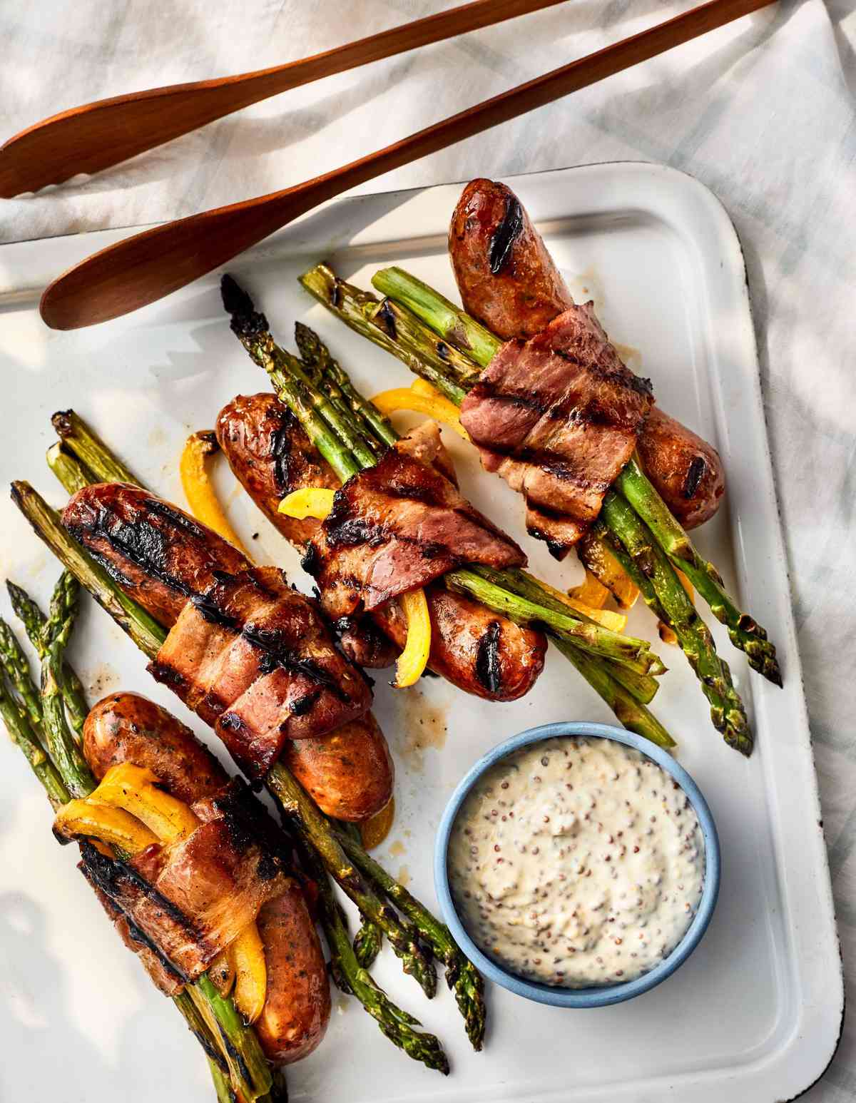Bacon-Wrapped Sausage-and-Asparagus Bundles