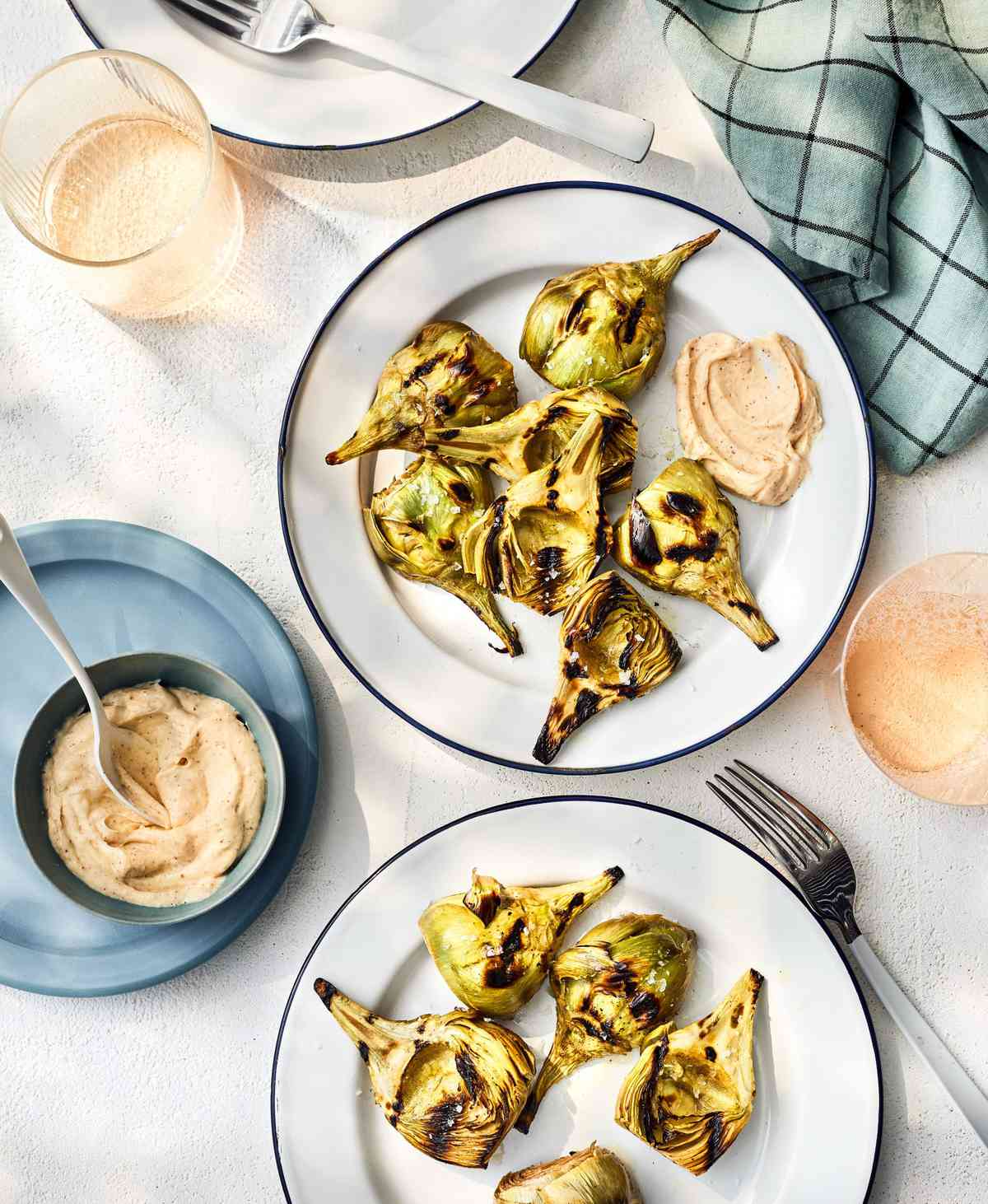 Grilled Baby Artichokes with Brown Butter Aïoli