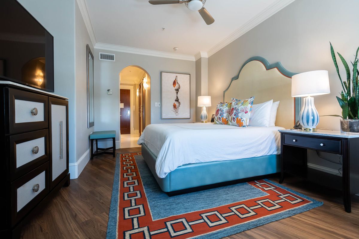 <p>Rosemary Beach, Florida</p> <p>Only 55 rooms, The Pearl Hotel will remind you of your own cool  grandmother's home—if she had a home on the Emerald Coast where you could watch the sun go down in the Gulf of Mexico, that is. Perched in the charming coastal community of Rosemary Beach in South Walton, The Pearl matches the environment with a color palette of blue, teal, and orange. The Pearl Hotel was a favorite when it opened in 2013, just as it is now after a March 2022 renovation by Duncan &amp; Miller Design of Dallas, Texas, has been unveiled. Sleek-lined furniture, tropically patterned pillows, and stacked-glass lamps reminiscent of the 1960s almost dare you to do anything but relax and enjoy a fun-filled vacation here.</p> 