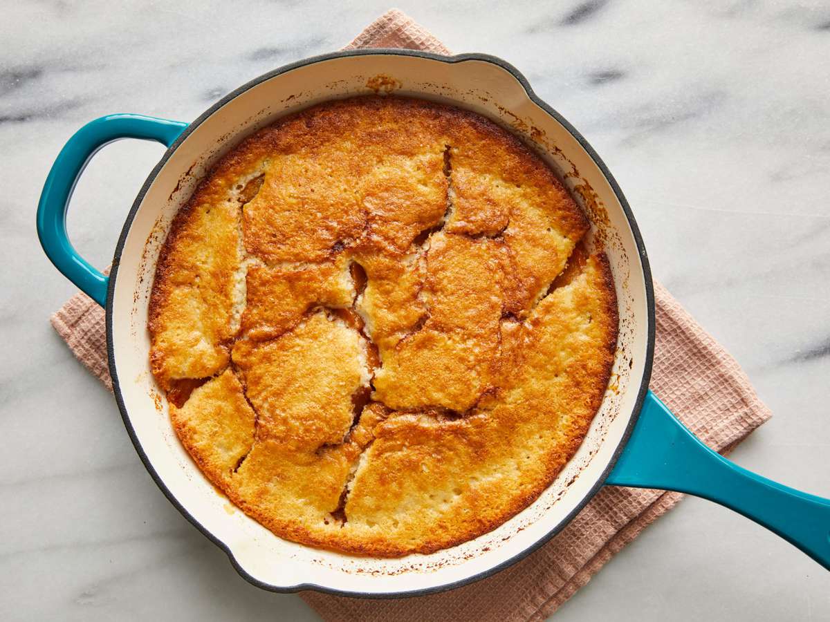 peach cobbler right out of the oven