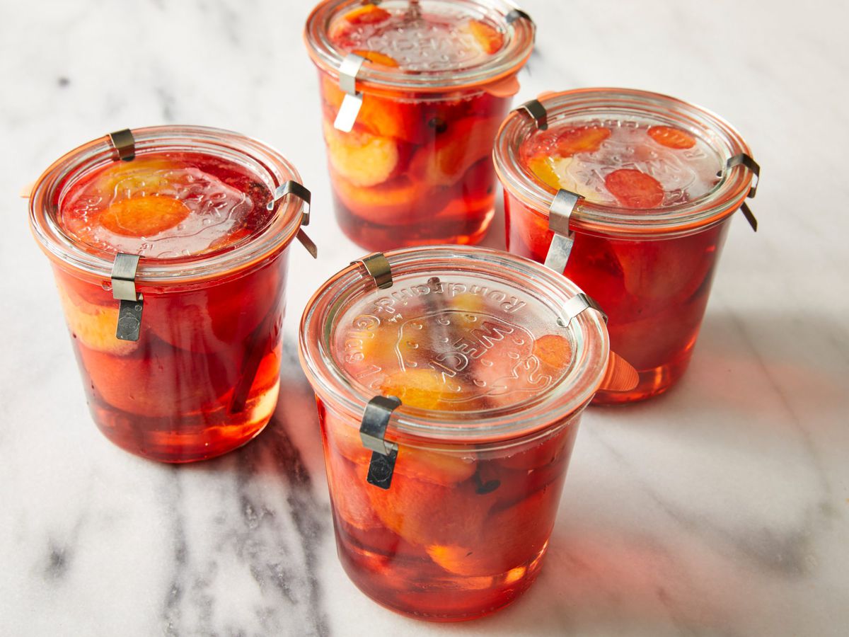 Pickled Peaches in jars