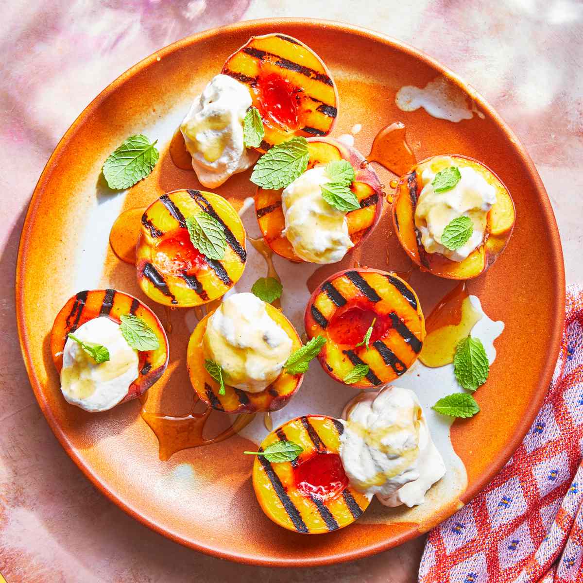 Grilled Peaches with Spiced Whipped Cream