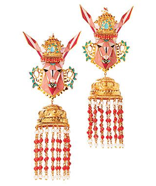 Shop Like a Local in New Delhi: coral-and-pearl "Gazelle" earrings