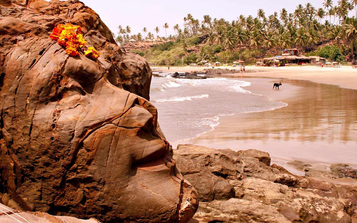 F0G3DP Shiva Rock Carving at Vagator Beach Goa India