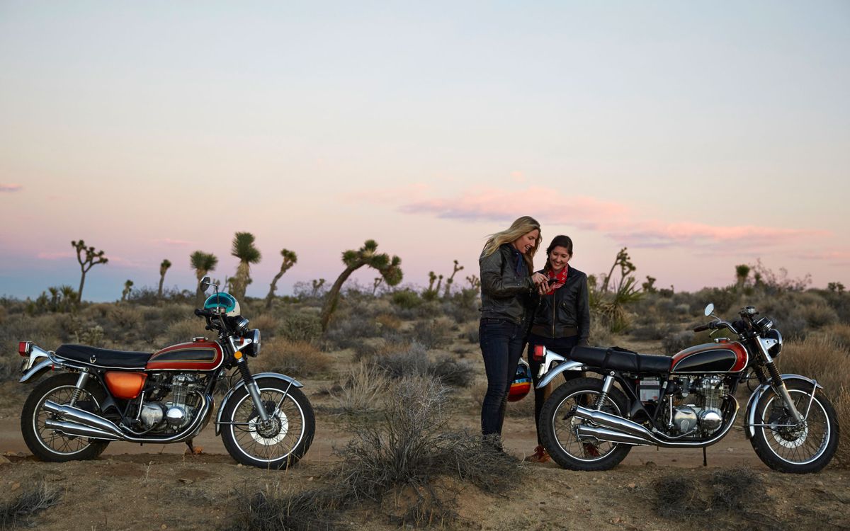Women on an adventure with motorcycles