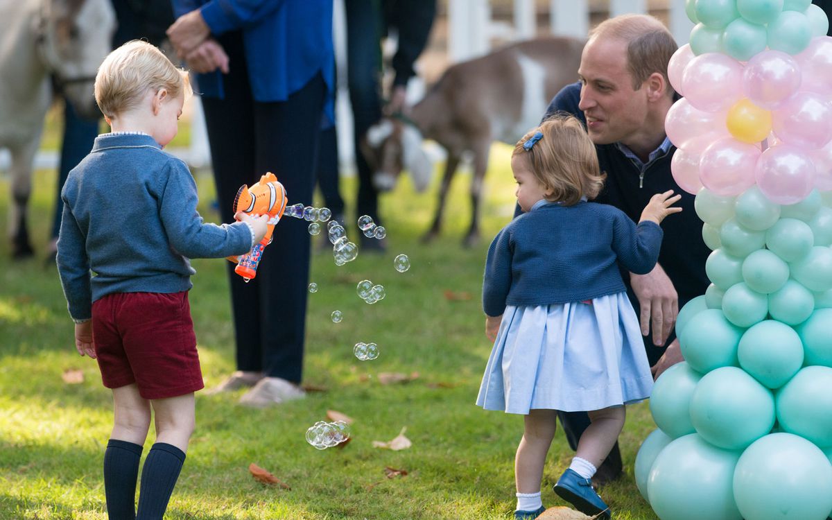 Prince George, Princess Charlotte and their father.