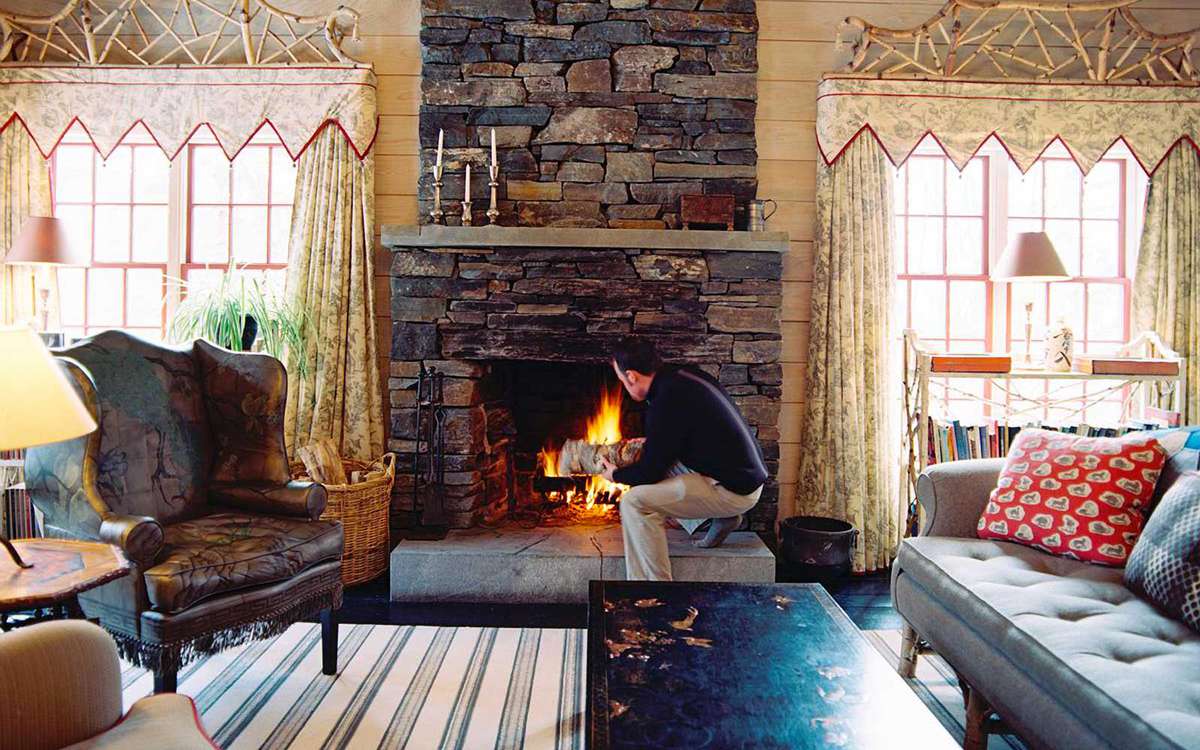 Fireplace at Twin Farms, in Vermont