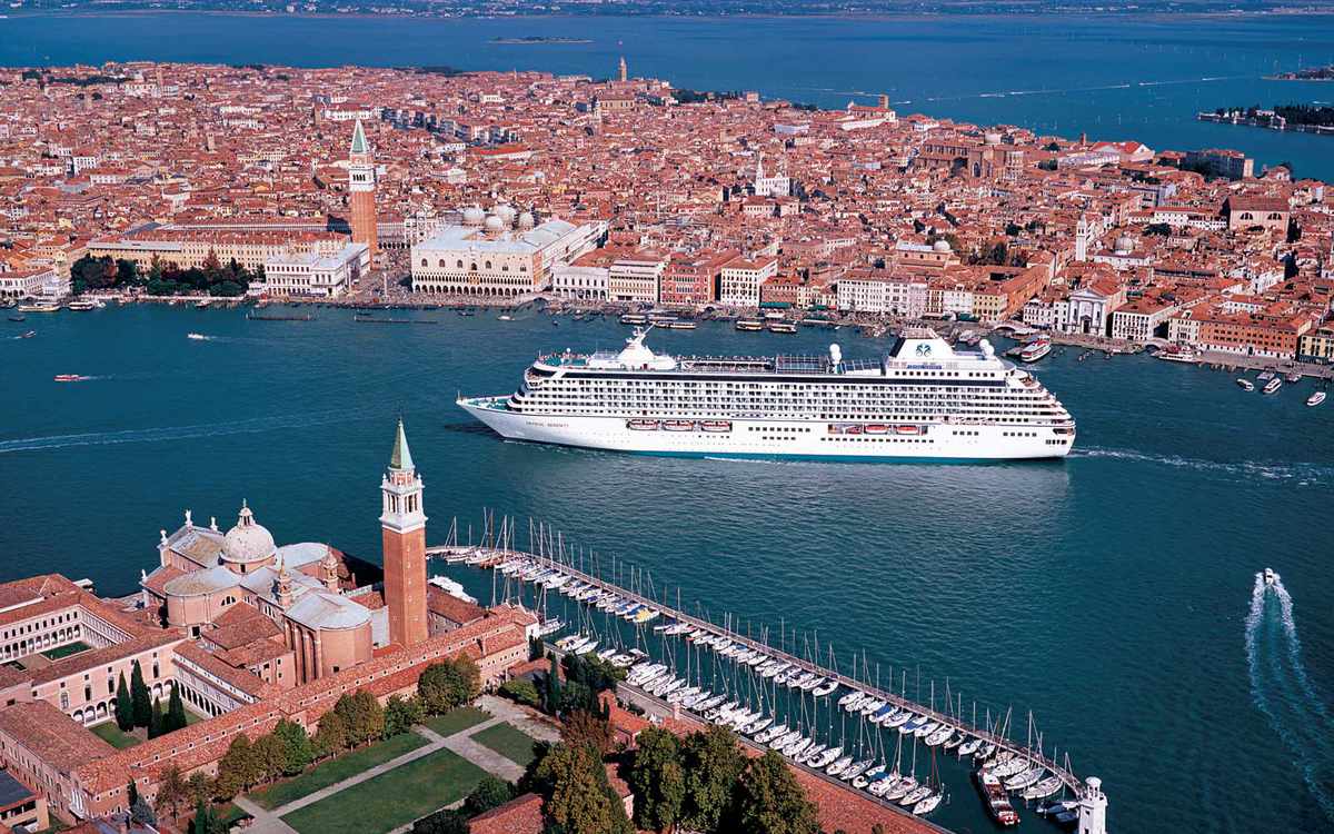 Crystal Serenity cruise ship in Venice, Italy