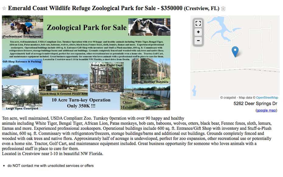 Florida Zoo for Sale