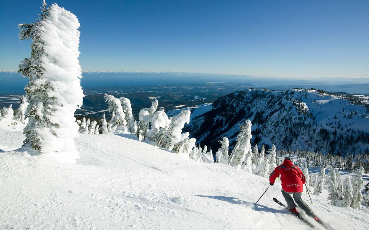 Skier, Mt. Washington Alpine Resort, Vancouver Island, British Columbia, Canada