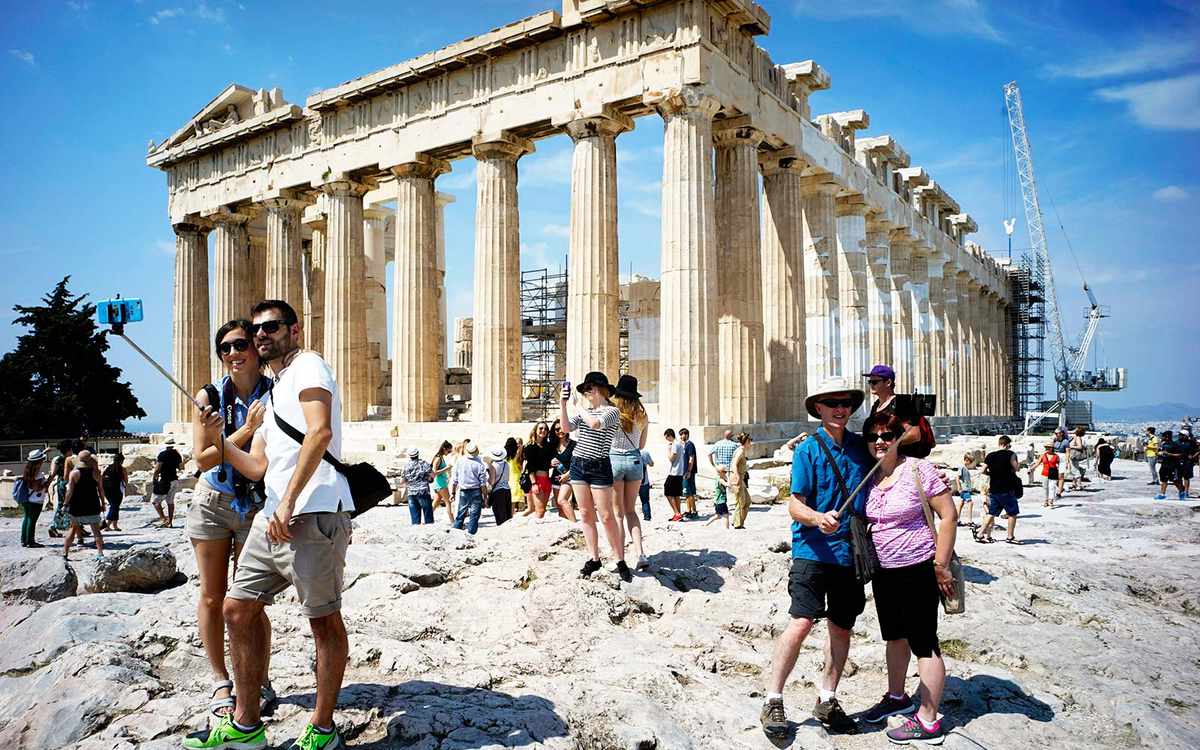 Acropolis Parthenon Temple Greece Tourists