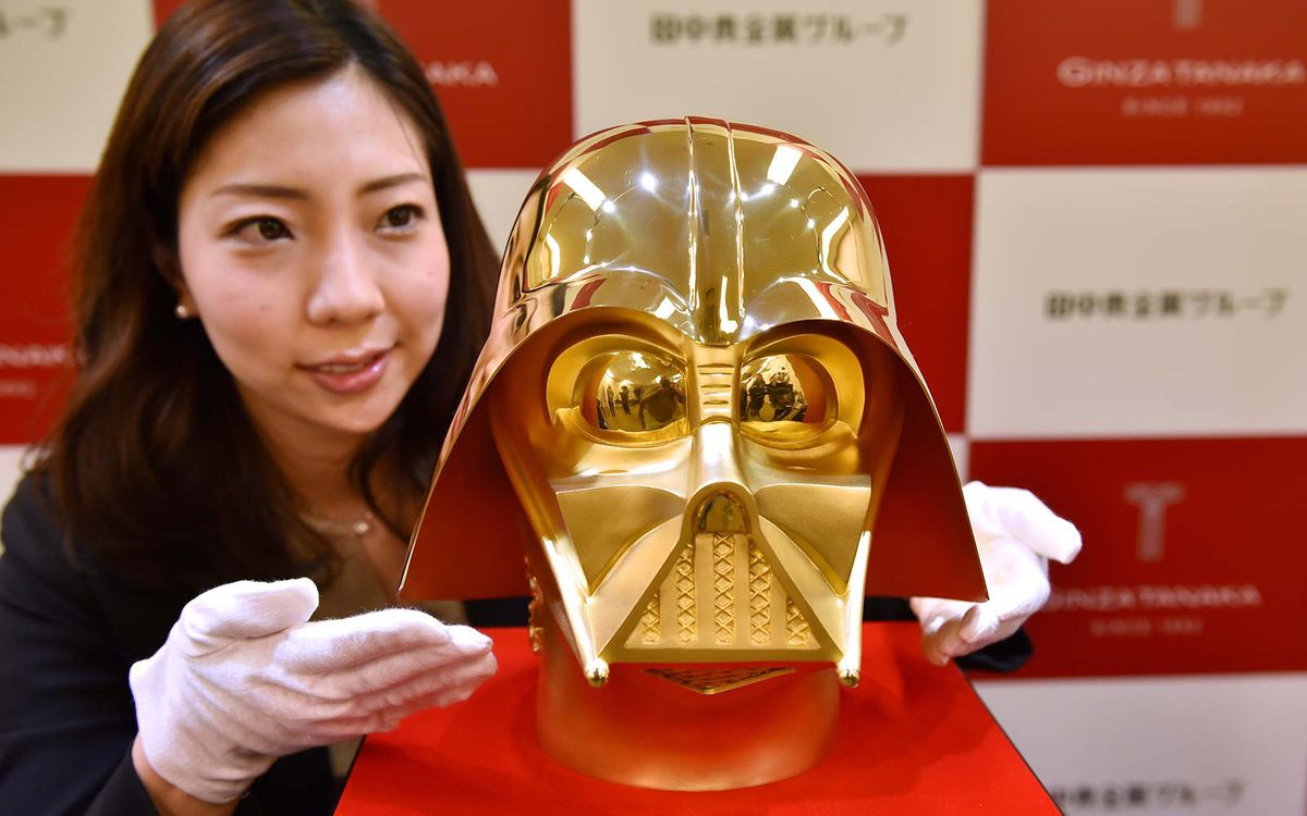 Darth Vader Japan jeweler Tanaka Kikinzoku Tokyo Gold Helmet Japan Star Wars